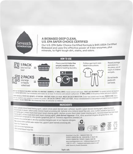 Vista 2 de Seventh Generation, Paquetes de detergente para ropa Ultra Power Plus 42 unidades, 29.6 onzas