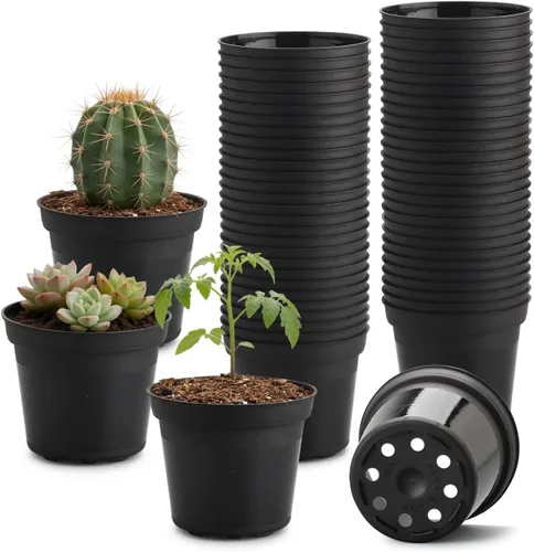 Vista 8 de RooTrimmer Paquete de 160 macetas negras de 3 pulgadas, plántulas de plástico, iniciador de semillas, macetas de germinación con drenaje