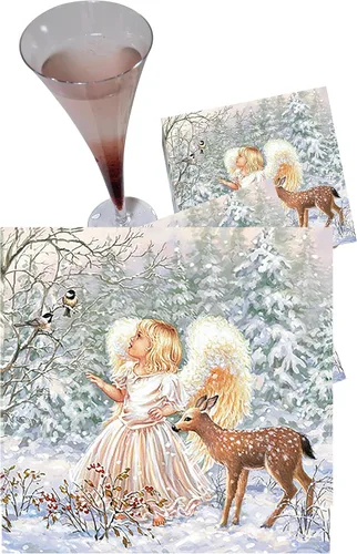 Vista 4 de Servilletas navideñas de 20 quilates de 13 x 13 pulgadas, hermosas servilletas de invierno con diseño de ángel