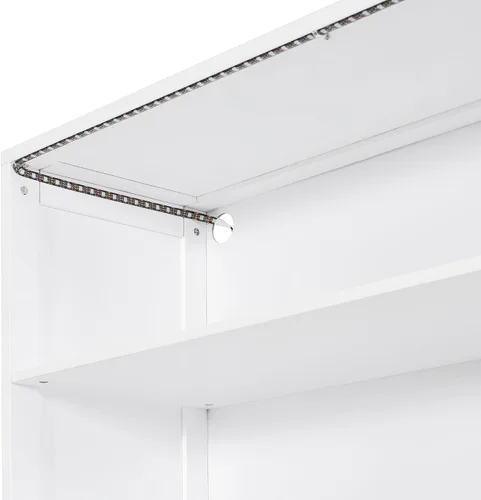 Vista 8 de KLMM Sofá cama de madera de tamaño completo con escritorio, estantes y Blanco/L
