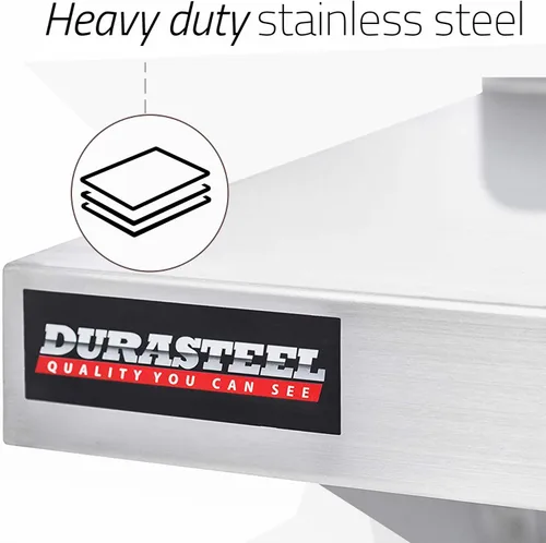 Vista 5 de DuraSteel Estante de pared de acero inoxidable, 24 pulgadas de ancho x 12 pulgadas de profundidad, grado comercial, certificado NSF