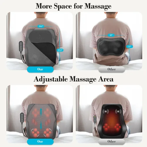 Vista 7 de Shiatsu Back Massager with Heat for Deep Tissue Pain Relief, 4D Kneading & Rolling Up and Down Car Low Back Massager for Office and Home Use Gris