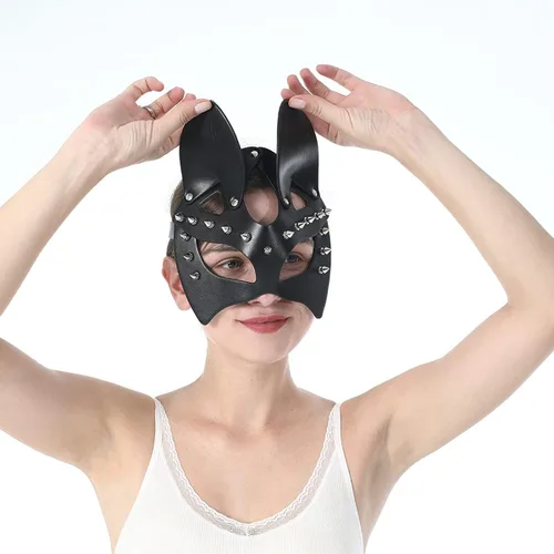Vista 5 de Mumbobyswim Women Leather Masks Masquerade Party Mask for Cosplay Halloween Costume Accessory
