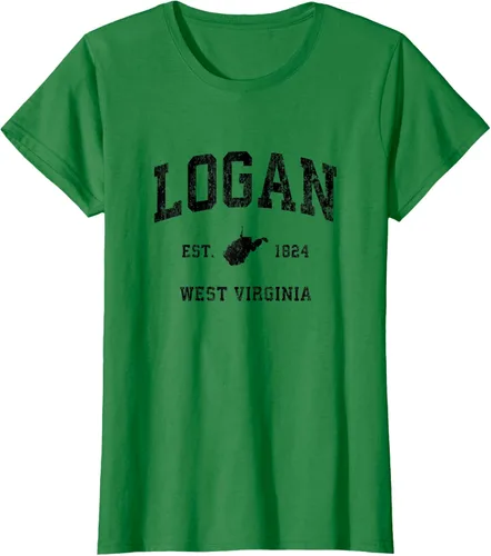 Vista 28 de Logan West Virginia WV - Camiseta deportiva clásica negra, Gris