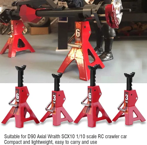 Vista 4 de Rc Jack Stands RC Jack Stand Metal 6 Ton 3 Ton RC Car Simulation Jack Stands Altura Ajustable Elevación Jack Herramienta de reparación para D90