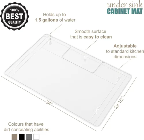 Vista 7 de El Tapete Original Para Debajo del Fregadero - Tapete Impermeable de Silicona, Recortable, Fácil de Limpiar, Forro para Gabinete de Cocina, Tapetes