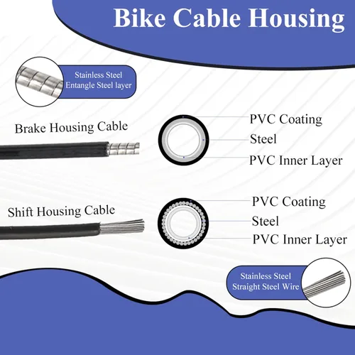 Vista 3 de Kit universal de cables de freno de bicicleta, carcasa de cable de freno de bicicleta y carcasa de cable de cambio de bicicleta con tapas de extremo