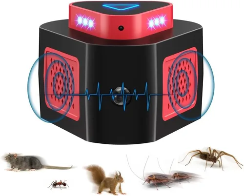 Vista 8 de Tirgo Repelente de ratones, enchufe ultrasónico, repelente de plagas ultrasónico para interiores, repelente ultrasónico de roedores de 360° con 4