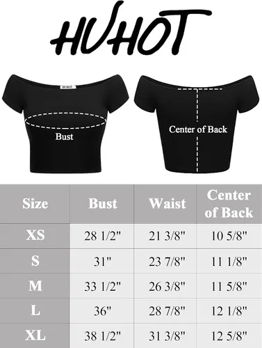 Vista 3 de HUHOT Womens Basic Short Sleeve Vogue Fitted Off The Shoulder Cute Crop Tops
