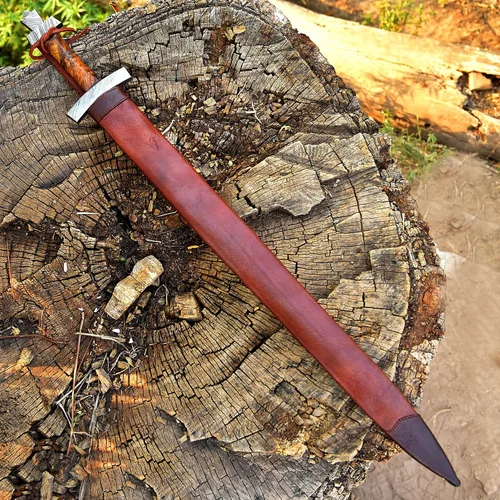 Vista 6 de Damascus Broad Sword Damascus Sword Handcrafted Damascus Steel Blade with Leather Sheath Thoughtful Luxury Gift for Special Occasions