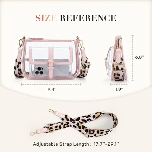 Vista 5 de Cartera de hombro transparente con correa de guitarra de Missnine, bolsa cruzada aprobada para estadio, bolsa de concierto para mujer de PVC
