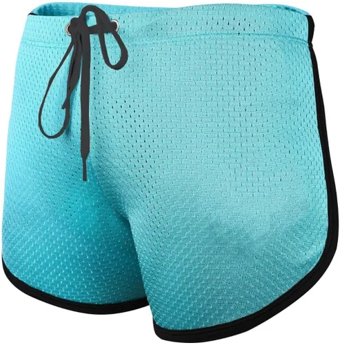 Vista 6 de Ouber Pantalones cortos ajustados para hombre, culturismo, entrenamiento, gimnasio, correr, pantalones cortos ajustados
