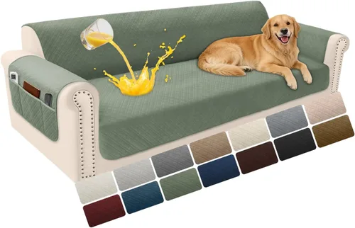 Vista 109 de Fundas de terciopelo 100% impermeables para sofá biplaza, fundas lavables para sofá de 2 plazas, fundas de sofá aptas para mascotas, protector