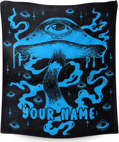 Vista 14 de Manta pequeña de marihuana de marihuana de hongos, 50 x 40 pulgadas, para mujeres y hombres, manta de felpa suave para cama, sofá, manta negra