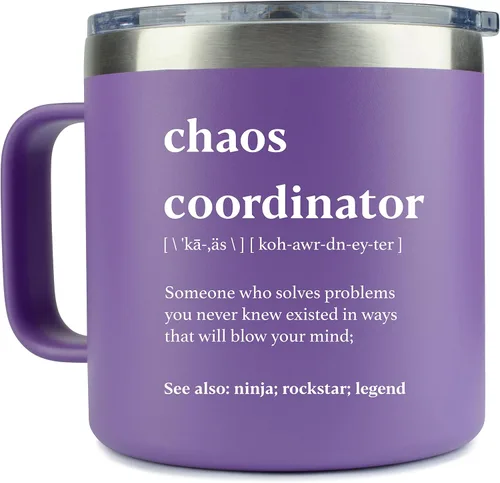 Vista 13 de Chaos Coordinator - Vaso negro de 14 onzas para hombre, diseño de agradecimiento, corporativo, día del jefe, regalos de oficina para hombres, tazas