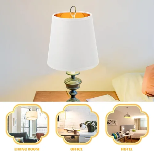 Vista 6 de Pantalla de lámpara con clip, pantalla de lámpara de mesa, mini decoración, pantalla de barril, pantalla rústica, marrón, escritorio, rejilla