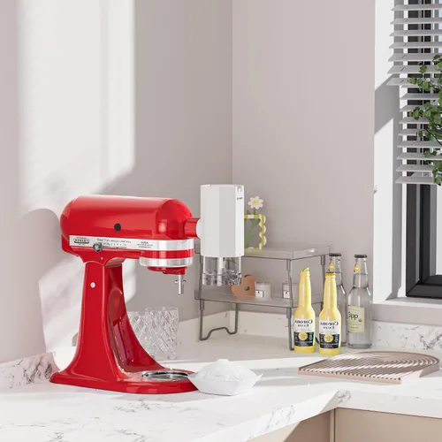 Vista 7 de Accesorio para rallar hielo para batidora de pie KitchenAid, máquina de cono de nieve para KitchenAid con 8 moldes para hielo, accesorio de afeitado