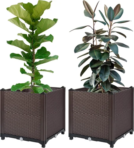 Vista 7 de D'vine Dev Camas elevadas – Caja de jardín elevada con tapón de drenaje, macetas de pie para kit de jardinería de vegetales/flores/hierbas, RGB-4