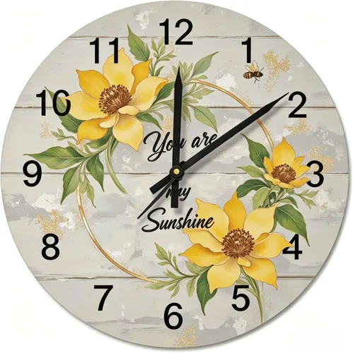 Vista 15 de Farmhouse Silent Wooden Wall Clock Non-Ticking Battery Operated 10" Retro Rustic Arabic Numerals Colorful Decorative Small Wall Clocks for Living