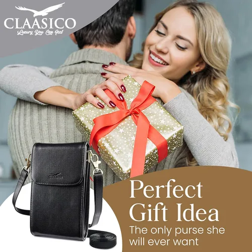 Vista 6 de Classico - Bolso cruzado pequeño para mujer, bolso cruzado para teléfono, tarjetas, accesorios
