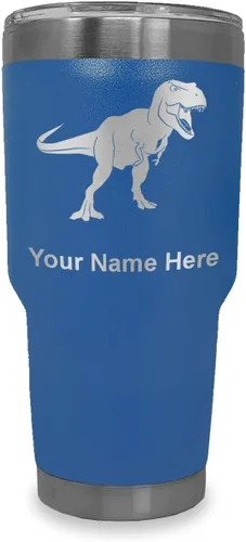 Vista 15 de LaserGram Vaso aislado al vacío de 20 onzas, dinosaurio Tiranosaurio Rex, grabado personalizado incluido (negro)