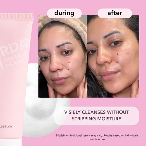 Vista 6 de Saturday Skin Limpiador facial hidratante de espuma con ingredientes naturales antienvejecimiento, removedor de maquillaje y lavado facial, sin