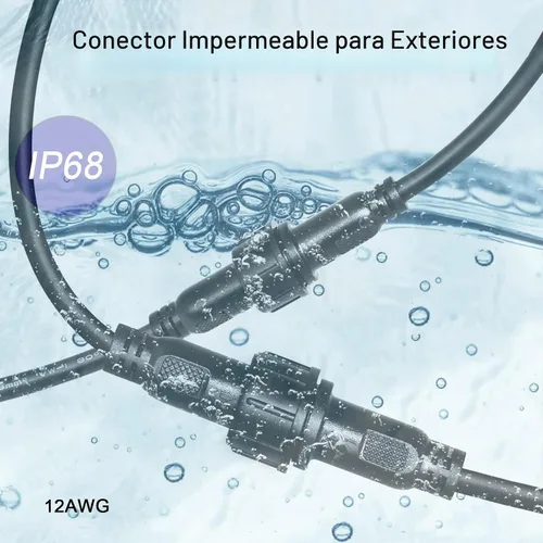 Vista 2 de Conector LED impermeable de 2 pines con conector macho hembra de 2 cables pesados, con cable de extensión pesado de 12 AWG de 25CM IP68, para barco