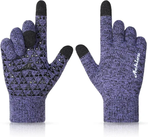 Vista 19 de Achiou Winter Gloves for Men and Women, Touchscreen Soft Knit Gloves Camello almendra