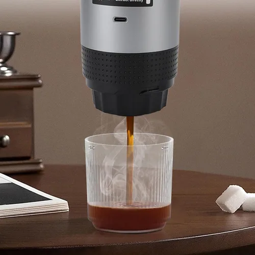 Vista 6 de Cafetera eléctrica portátil de café expreso, cafetera de viaje para campamento, 4.1 fl oz de acero inoxidable 304 con calefacción automática