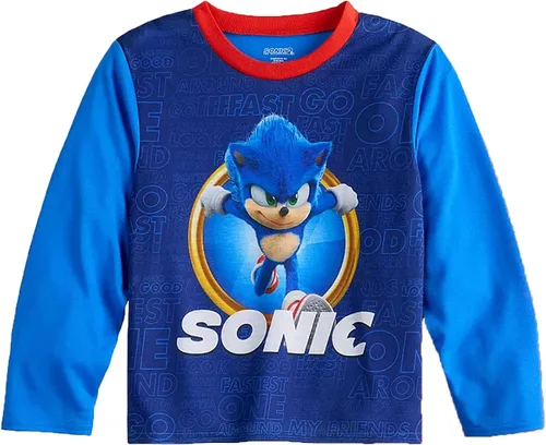 Vista 2 de Sonic The Hedgehog Conjunto de pijama de dos piezas de manga larga para niños Still Unstoppable YellowBlue