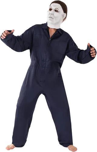 Vista 7 de nezababycos Máscara de Michael Myers de Halloween para adultos accesorios de disfraz de terror realista mata máscara para fiesta de trucos