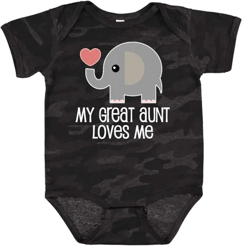 Vista 6 de inktastic Body para bebé Great Aunt Loves Me Elefante 0040 Negro