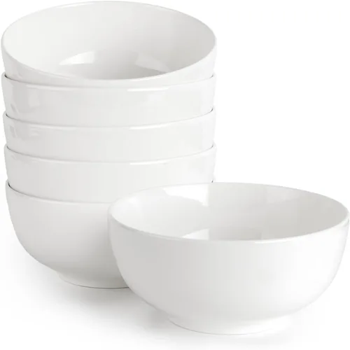 Vista 15 de DOWAN Juego de 4 cuencos pequeños de cerámica de 8.5 onzas, cuencos blancos para postres, salsas, guarniciones, helado, fruta, arroz, aptos