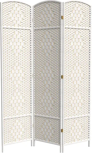 Vista 9 de Red Lantern Divisor de habitación con tejido de diamante de 7 pies de alto, color blanco, 4 paneles