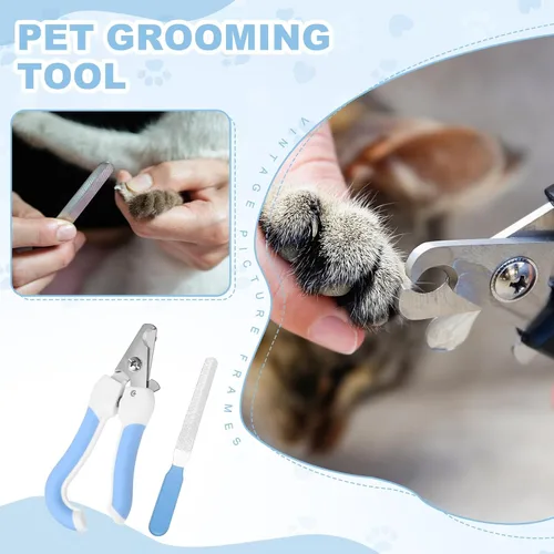 Vista 6 de Cortaúñas para mascotas con lima de uñas, cortaúñas para mascotas y recortadora con protector de seguridad, herramienta profesional de aseo