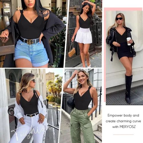 Vista 7 de MERYOSZ Shapewear Body con control de abdomen, adelgazante, moldeador de cuerpo, fajas de compresión, colombianas, camisola con cuello en V