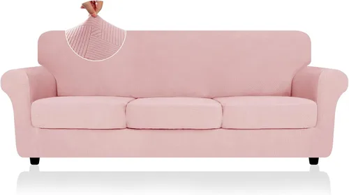 Vista 18 de ZNSAYOTX 2026 Funda de silla a rayas de 2 piezas (79 cm - 117 cm), funda de sillón elástica gruesa con banda elástica antideslizante y lazos