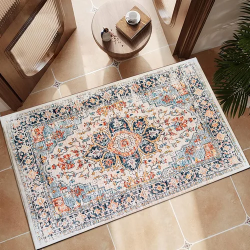 Vista 8 de VK VK·LIVING Tapete para la entrada de 2 x 3 pies, pequeño, bohemio, para baño, respaldo antideslizante, felpudo, de interior, puerta delantera