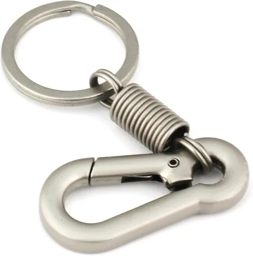 Vista 6 de Maycom Llavero simple de estilo retro resistente con forma de mosquetón, anillo para llaves, llavero, portallaves, S, Negro