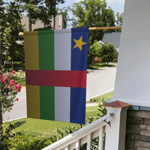 Vista 8 de Flag Of The Central African Republic Knitting Effect Garden Flag 28"x40" Inch Double Sided Garden Flags Home Lawn Outdoor Decor Flags Party Banner