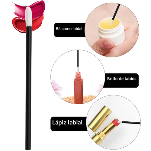Vista 3 de 700 varitas de labios desechables – Cepillos de labios, lápiz labial y aplicadores de brillo – Herramienta de belleza sin pelusa