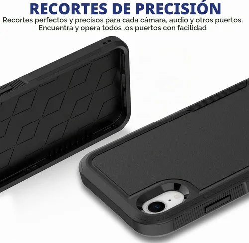 Vista 5 de Funda para iPhone XR: funda protectora de doble capa resistente para teléfono celular, a prueba de golpes, resistente, con protector de pantalla