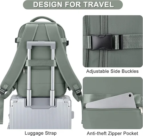 Vista 6 de Mochila casual Mochila de viaje, A-verde oliva