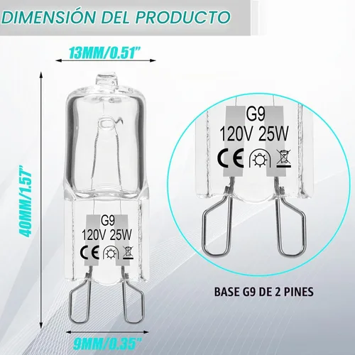 Vista 2 de Bombilla para horno microondas Whirlpool, sustituye a W10709921 W10208564, 2