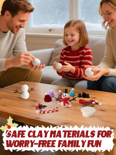 Vista 3 de Cosweet Paquete de 6 Kits de Manualidades Navideñas de Muñeco de Nieve para Niños - Kit de Construcción de Muñeco de Nieve con Arcilla de Secado