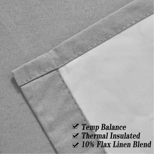 Vista 6 de Jubilantex Cortinas opacas 100% con revestimiento de lino, paneles de cortina texturizados de lino gris, 84 pulgadas de largo para dormitorio, sala