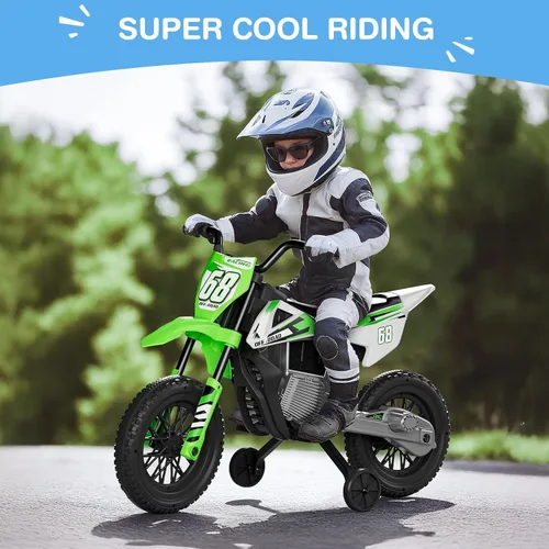 Vista 7 de JOYSTROLL Motocicleta para niños de 12 V, motocicleta de 2 x 25 W A-green