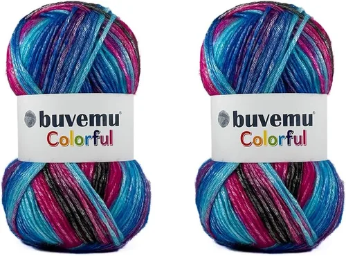 Vista 9 de Colorido hilo multicolor a rayas con sutil brillo, 56% poliéster, 44% acrílico, cada uno de 3.53 onzas / 252 yardas (754.6 ft) (n.º 1) (cebra)