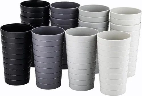 Vista 8 de KX-WARE Mixed Drinkware - Juego de 12 vasos de plástico de 22 onzas, vasos para beber, tazas de fiesta, vasos de té helado, color negro