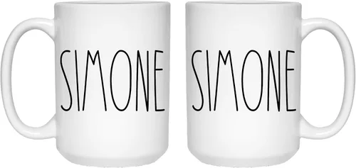Vista 2 de Taza de café con nombre, parte delantera y trasera, regalos de cumpleaños con texto personalizado, regalos para Navidad, personalizable, para añadir